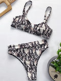 Snake Printed Female Swimsuit High Waist Bikini Women Swimwear - Norellé