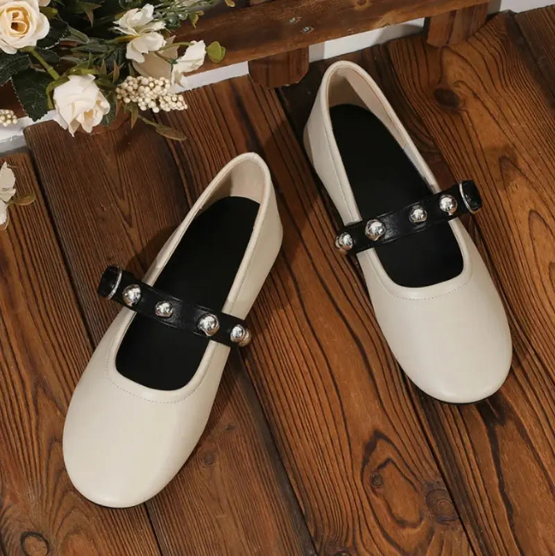Ballet Flats Buckle Strap Soft Leather