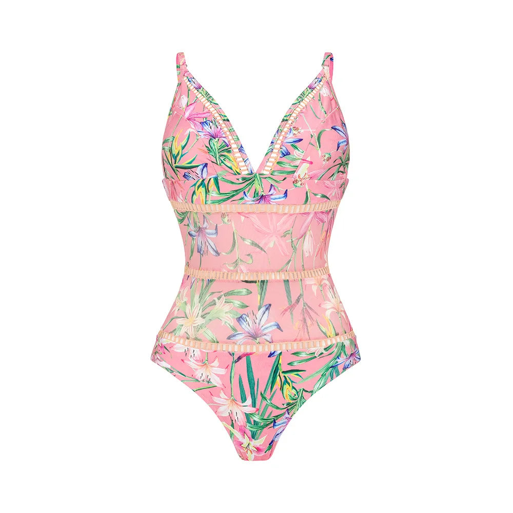 Women's V-Neck Floral Swimsuit - Norellé