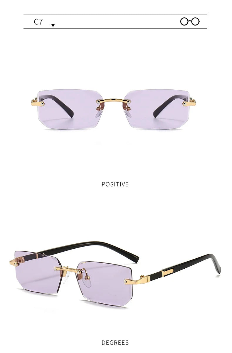 Rimless Sunglasses Rectangle Women