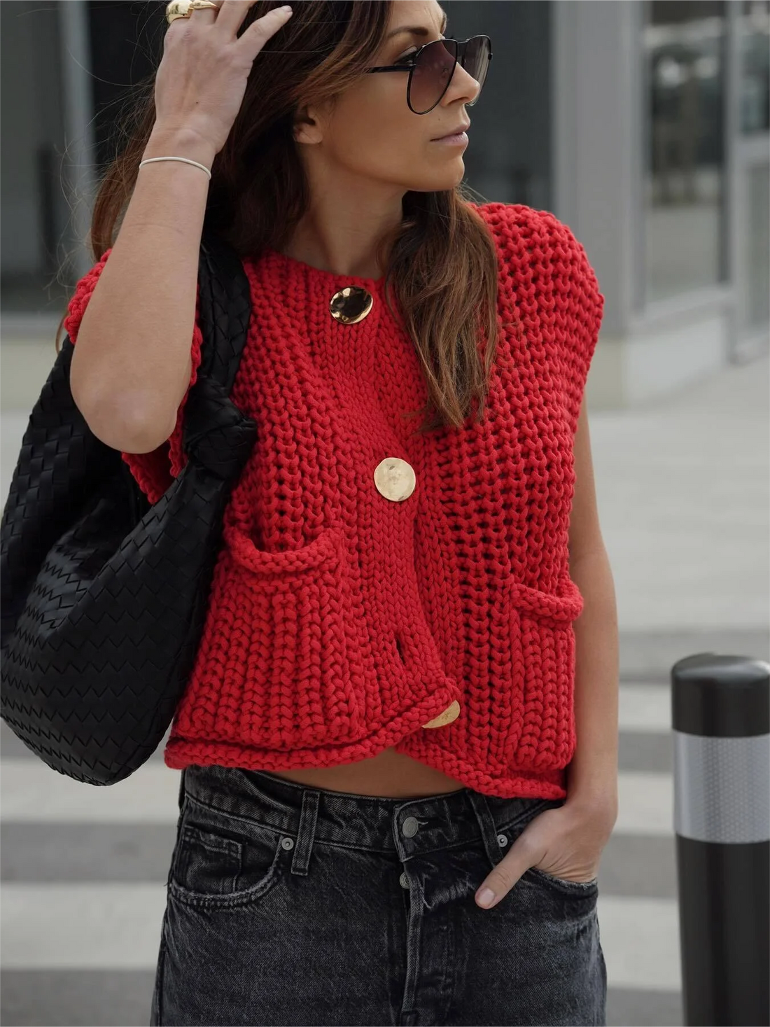 Crop Sweater Women Vest Solid Loose Casual Sweater Vest - Norellé