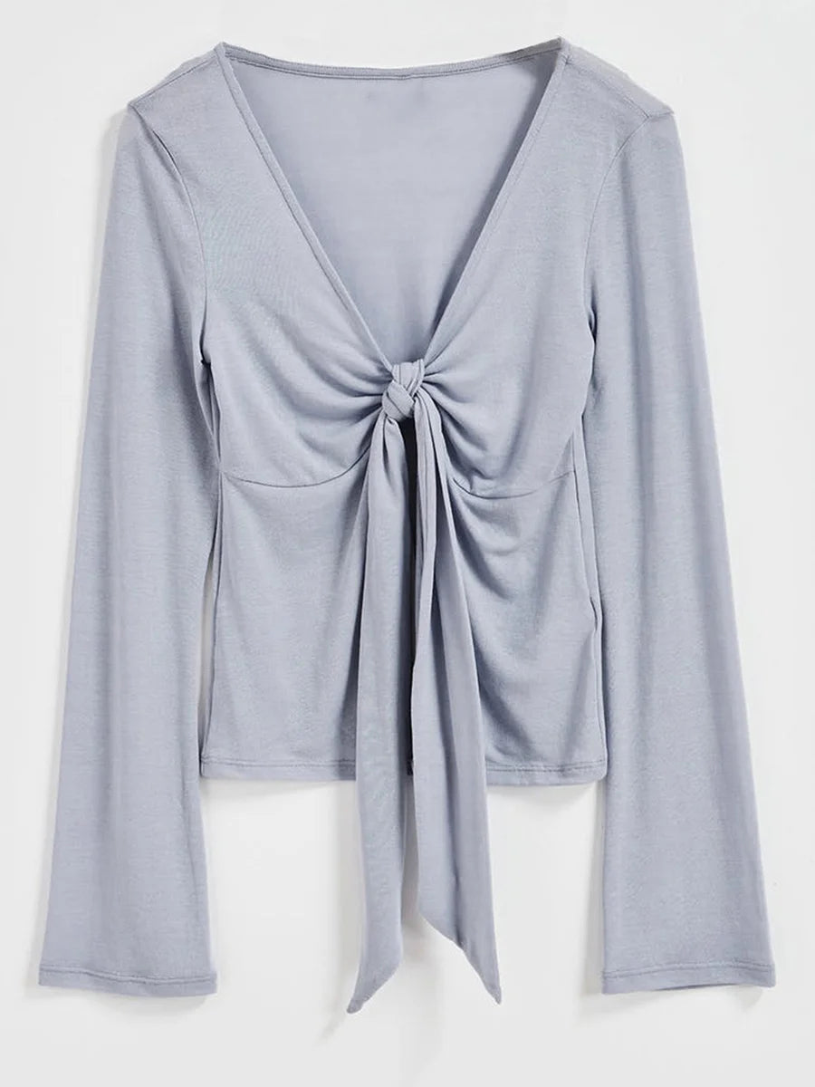 Women Tie Up Shirts Long Sleeve