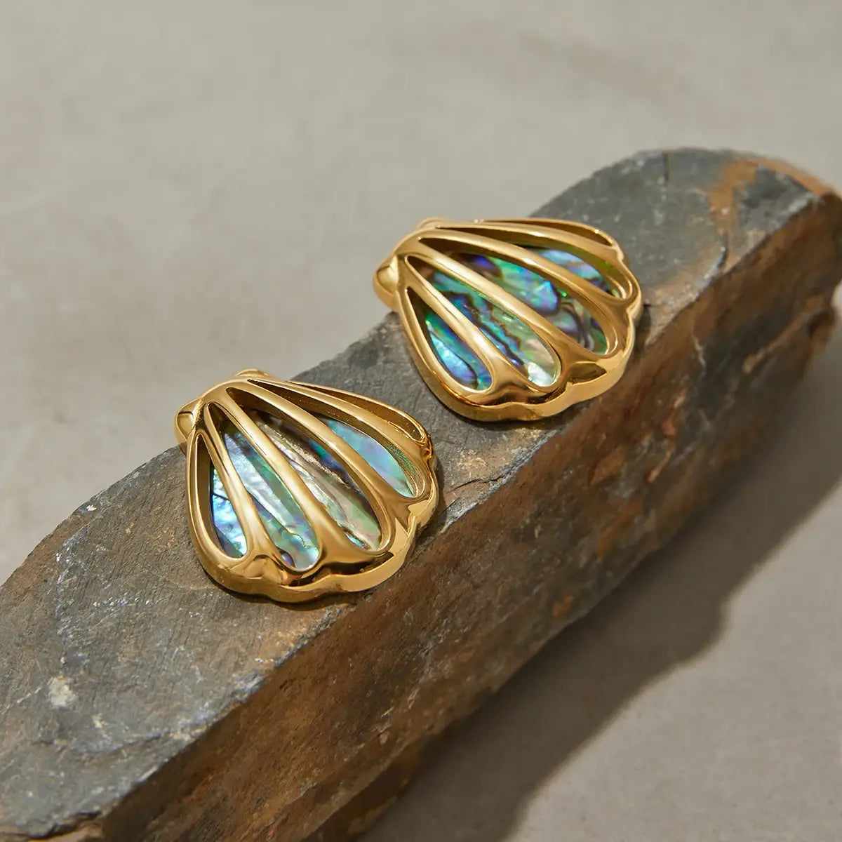 Ocean Shell Colored Abalone Earrings Stainless Steel