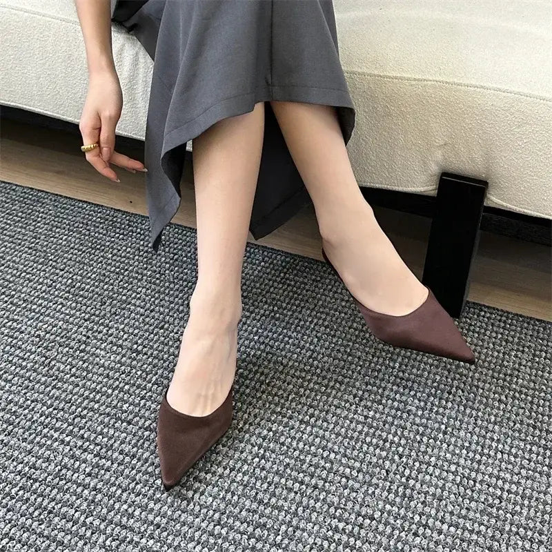 Satin Pointed Toe Mules Women