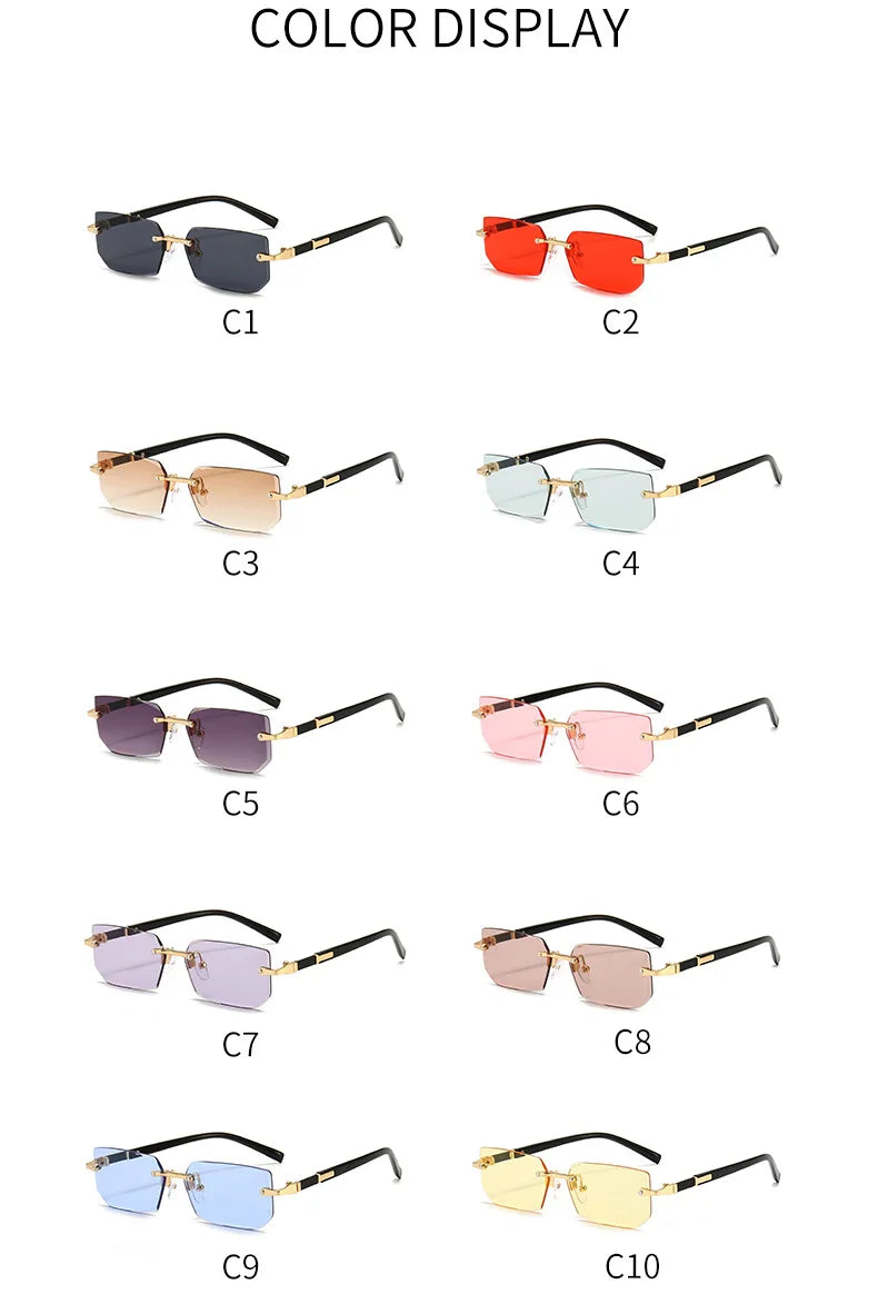 Rimless Sunglasses Rectangle Women