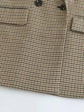 Women Fashion Double Breasted Plaid Blazer