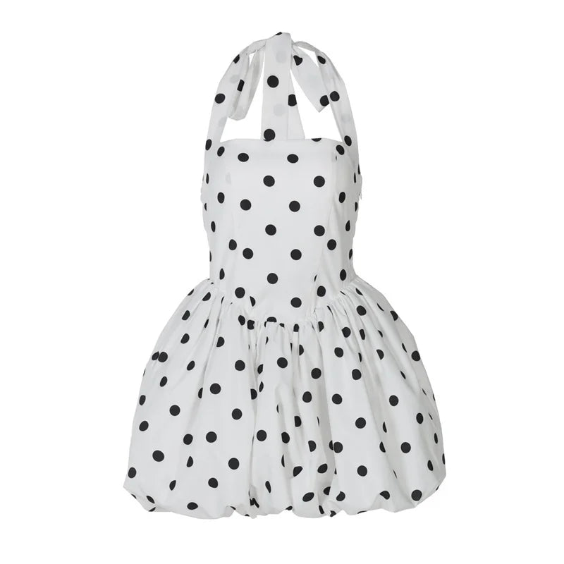 Halter Print Polka Dot Mini Dress Women