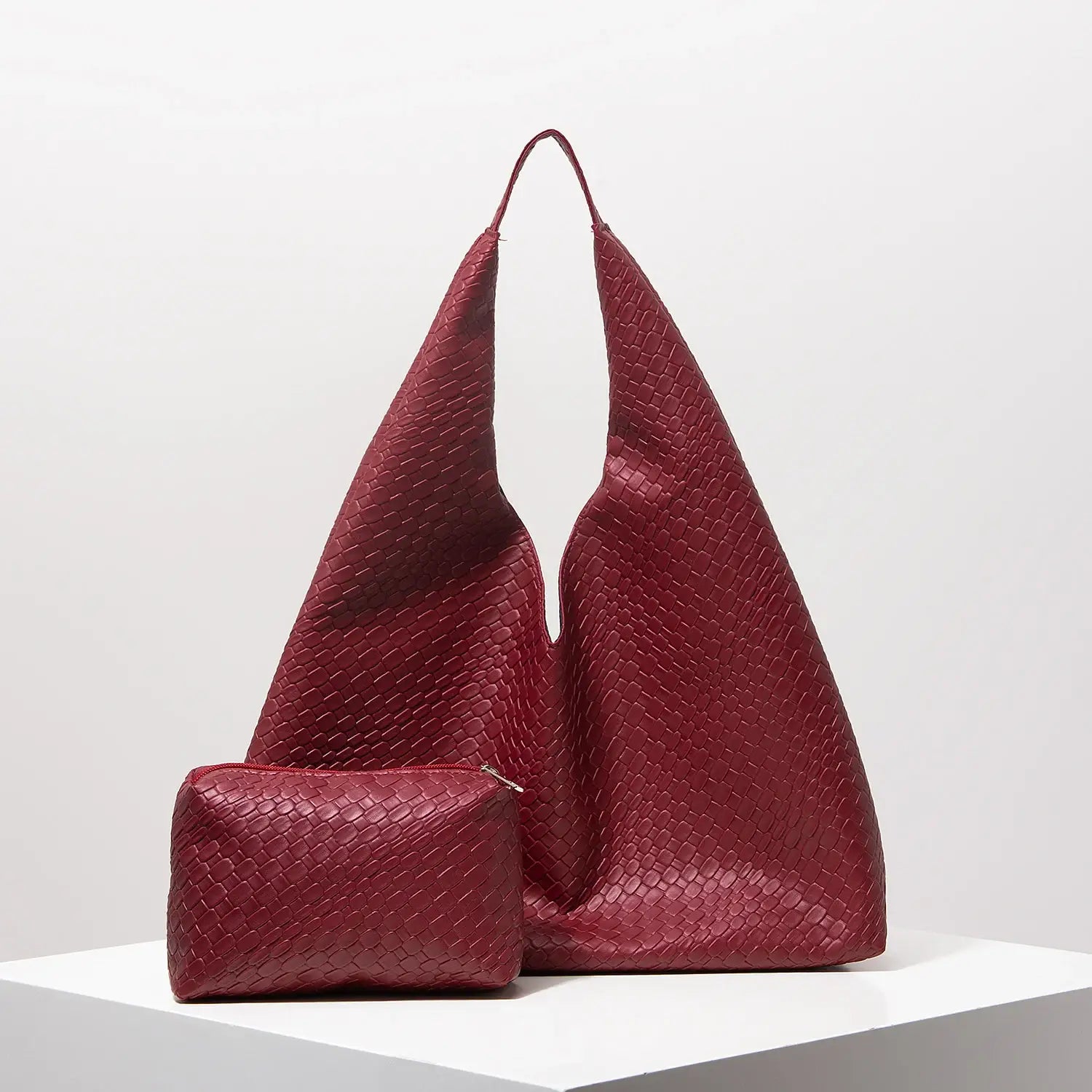 Retro Artificial Leather Woven Pattern Shoulder Bag