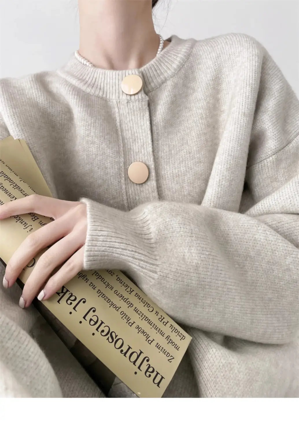 Women Cardigans Sweater O-neck Knitted Loose