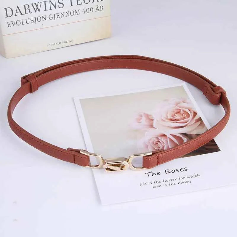 Thin Retro Gold Buckle Adjustable Women Belt