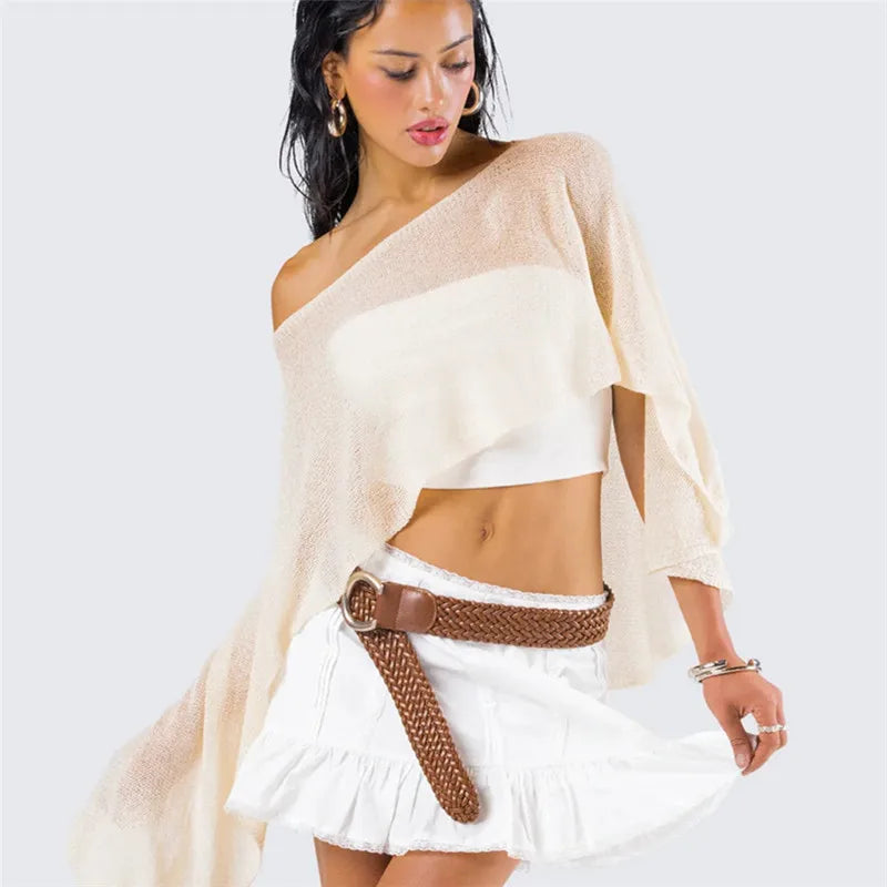 Women Sheer Poncho Top