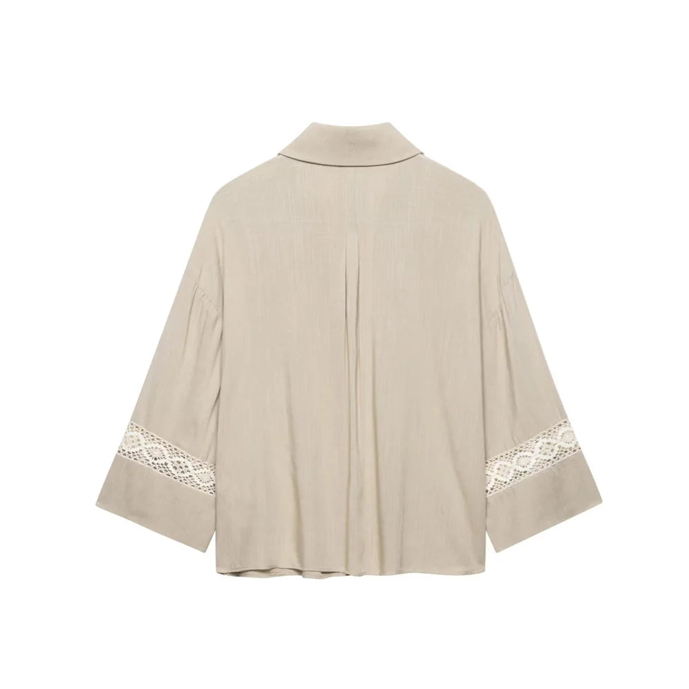 Women’s Loose Long Sleeve Collar Casual Shirt Pants Set