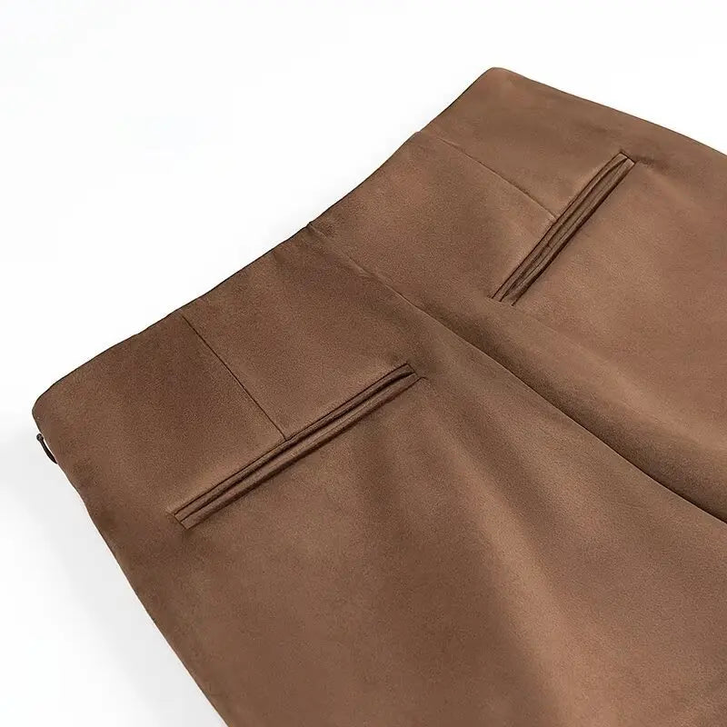 Women High Waist A-line Culottes Mid-waist Hidden Zipper Pocket Mini Skirt Shorts