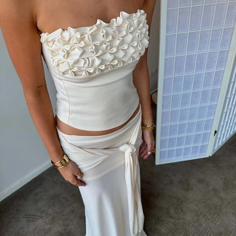 Lace High Street Half Dress Floral Camisole&Wrap Hips Skirts Sets