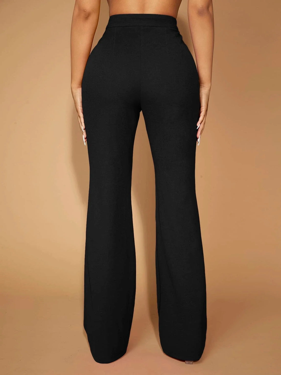 Women's Plain High Waist Flare Leg Pants
