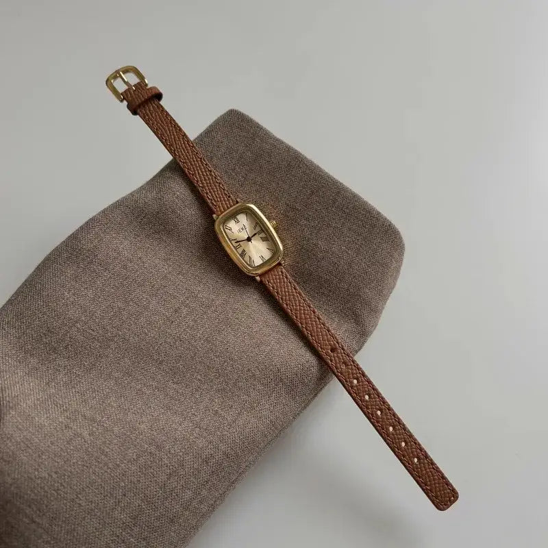 Women’s watch Fashion Square Gold Case Black Brown