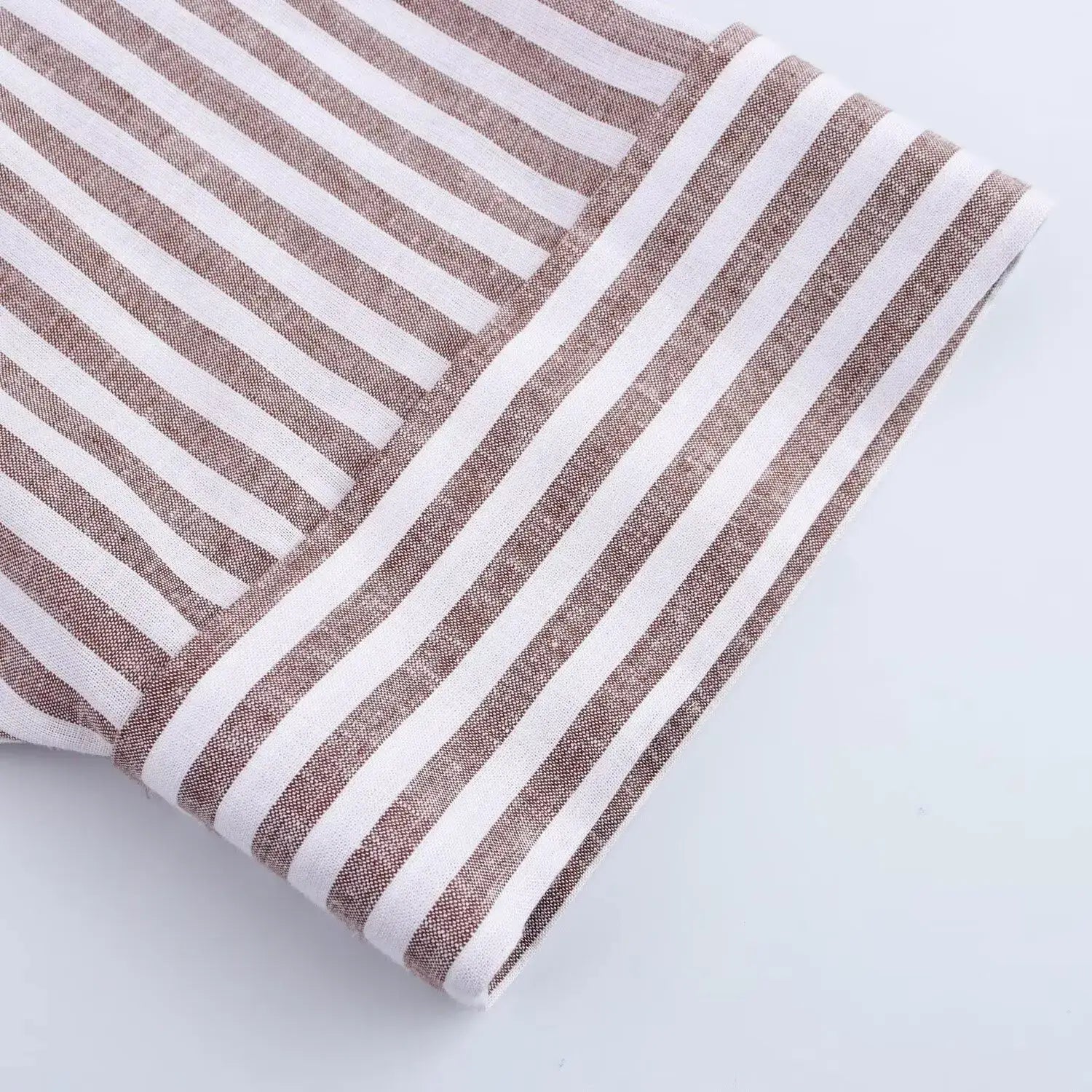 Women’s Shirt With a Collar and Wide Sleeves Simple Stripes Single Breasted