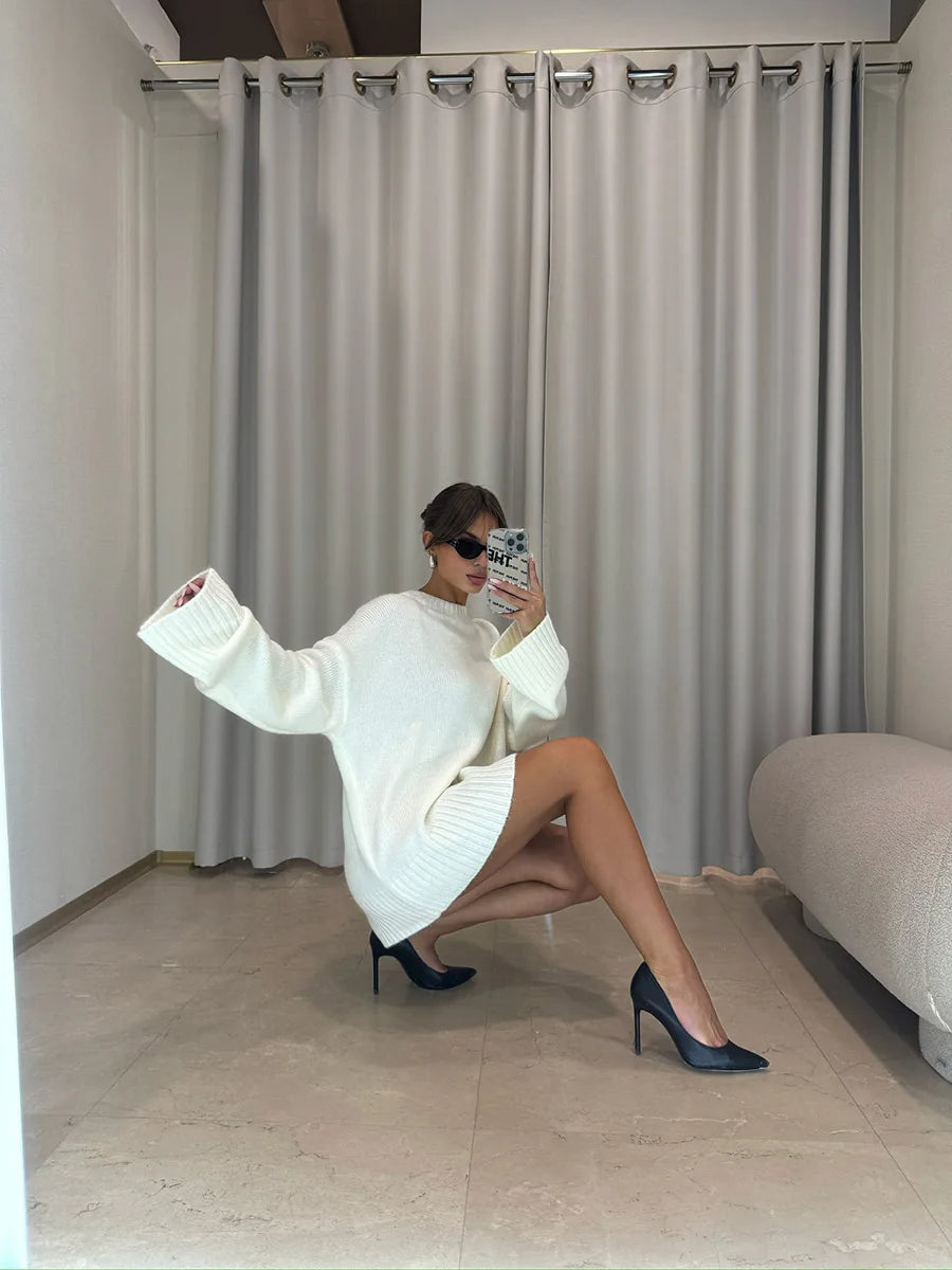 Women’s Crew Neck Vintage Oversize Trendy Sweater