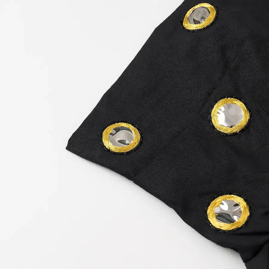 Women Metal Hollow Pleated Suspender Skirt Suit