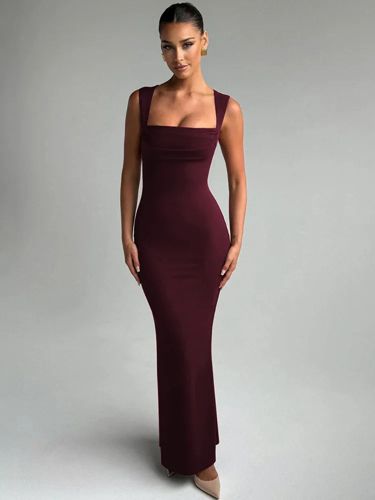 Square Collar Sleeveless Maxi Dress For Woman - Norellé