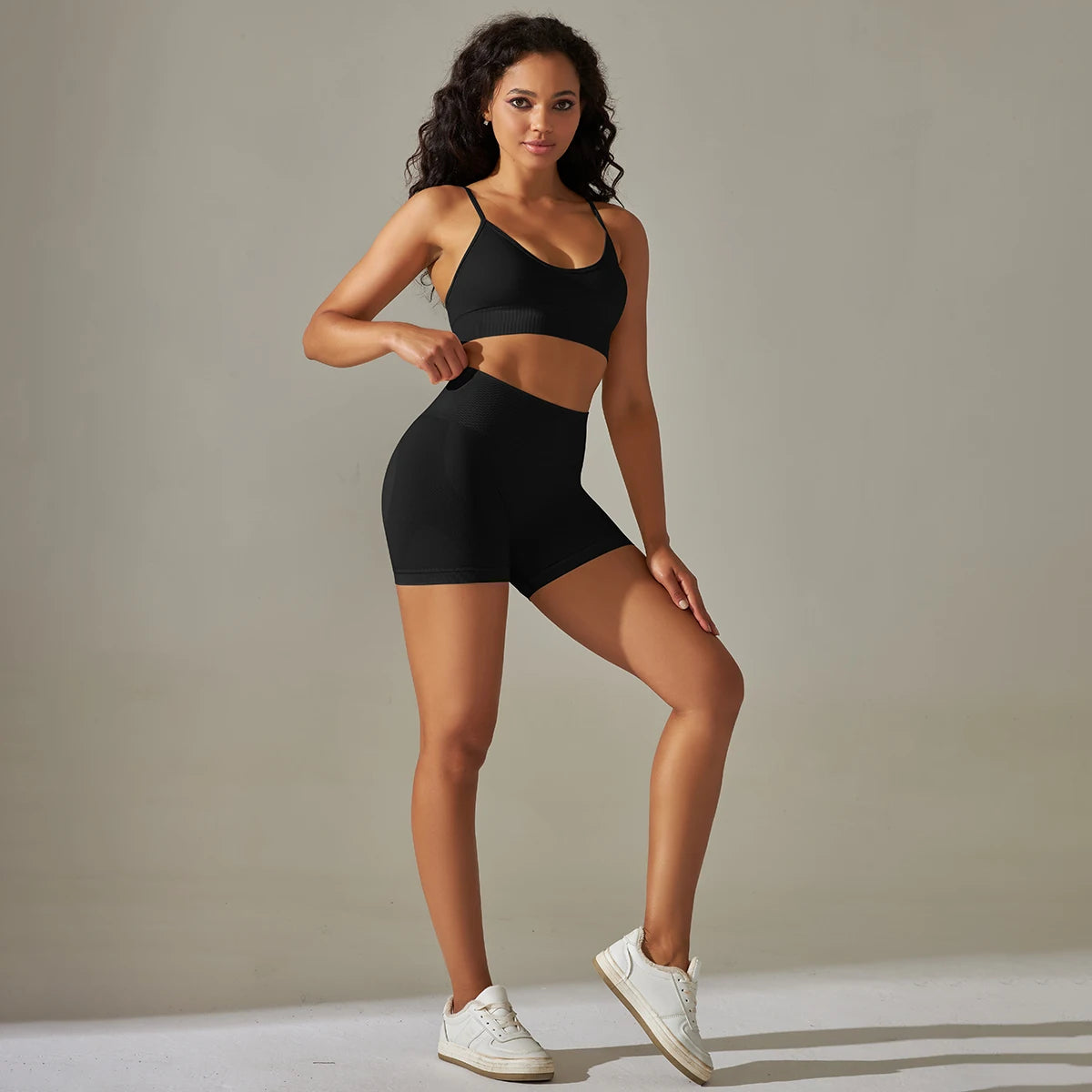 Seamless Yoga Set Camisole Bra Shorts