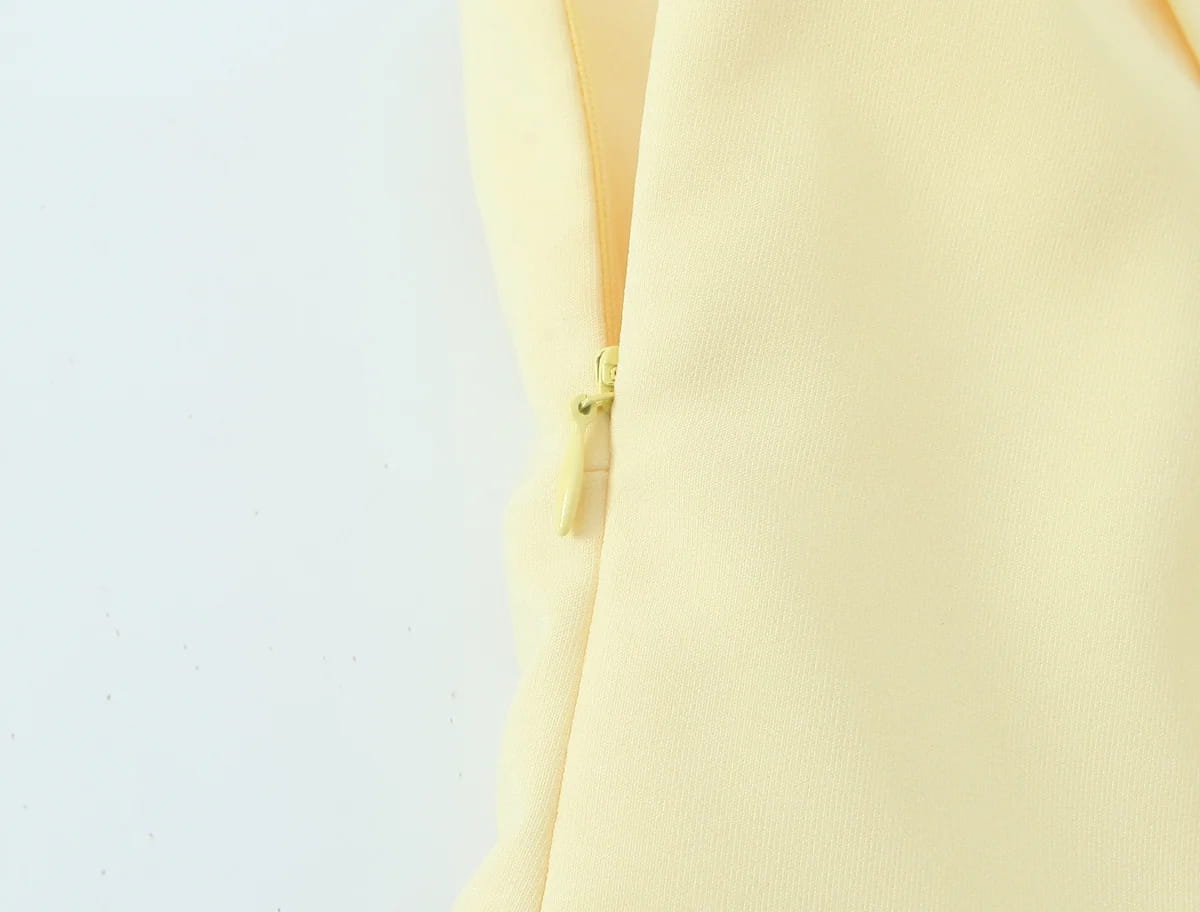 Woman Elegant High Street Solid Side Zipper Slim Tops