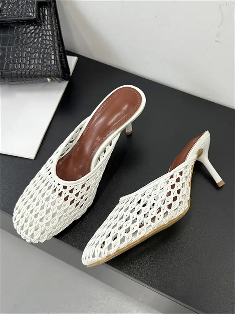 Hollow Out Breathable Mesh Weaving Women Slippers