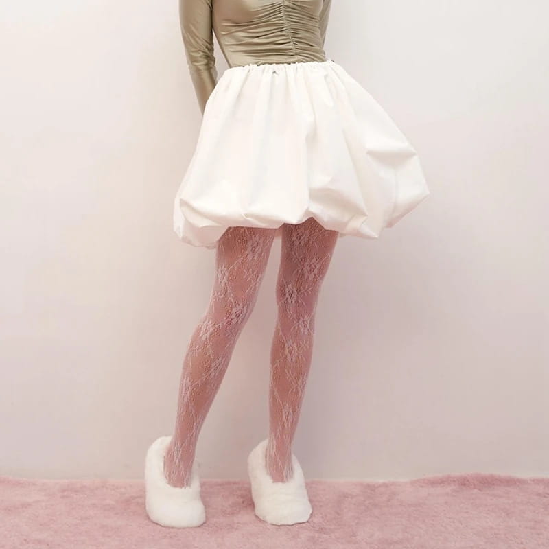 Vintage Loose Fitting Elastic Waist Short Skirt