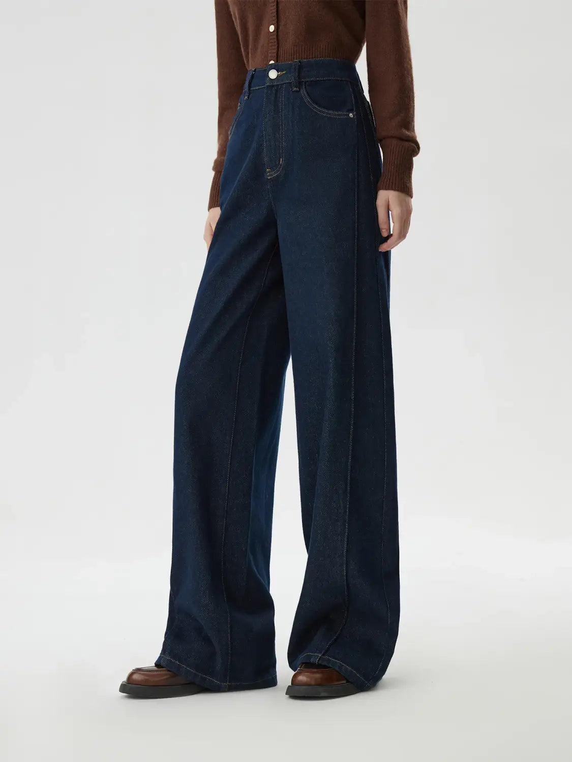 Women Jeans High Waist Cotton Wide Leg Trousers