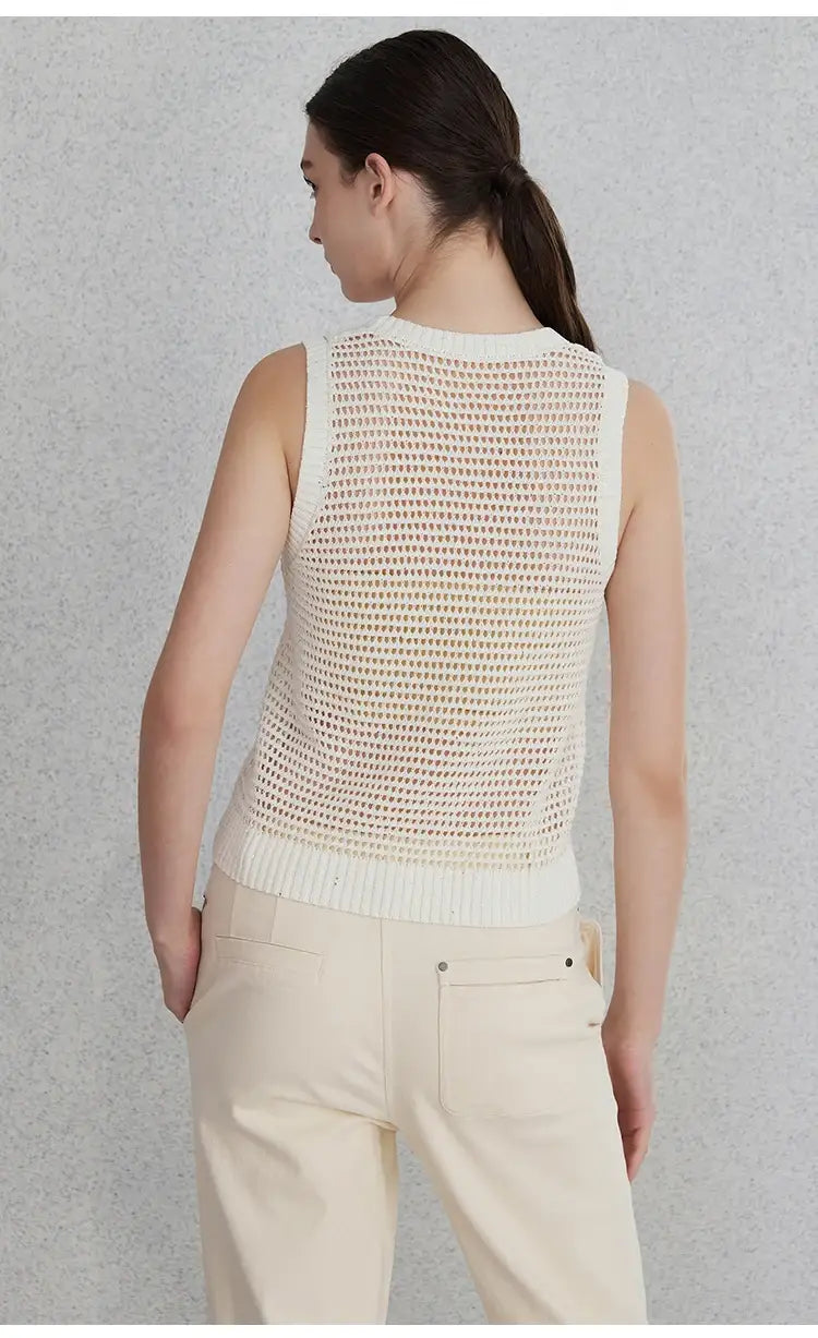 Hollow Linen Knitted Tank Top