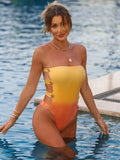 Print One Piece Swimsuit with Sarong - Micro Bikini Bodysuit Dress for Women - Norellé