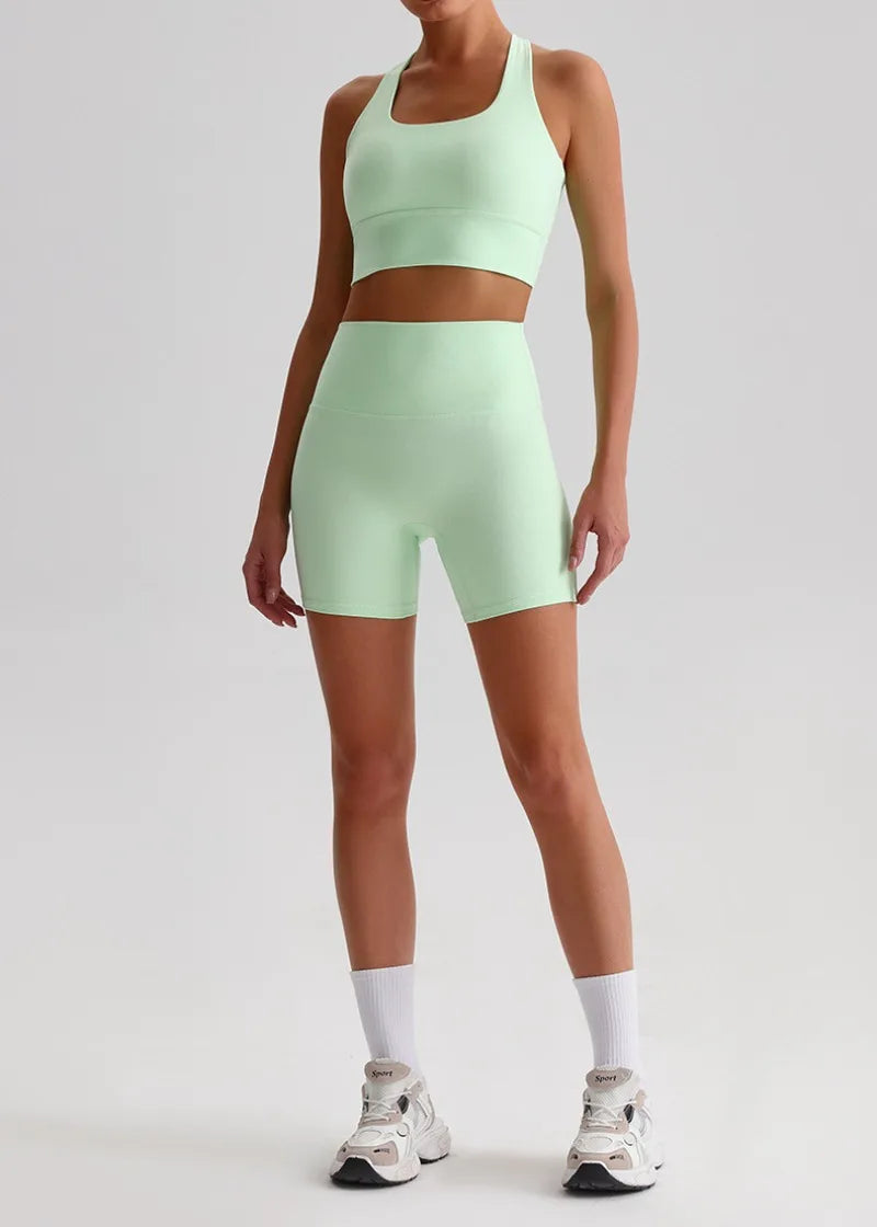 Women’s Seamless Yoga Set - Quick-Dry Naked Feel Backless Bra Booty-Lifting Shorts