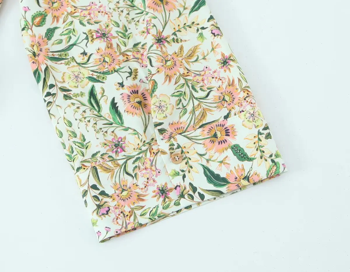 Women Floral Print Midi Dress with Belt