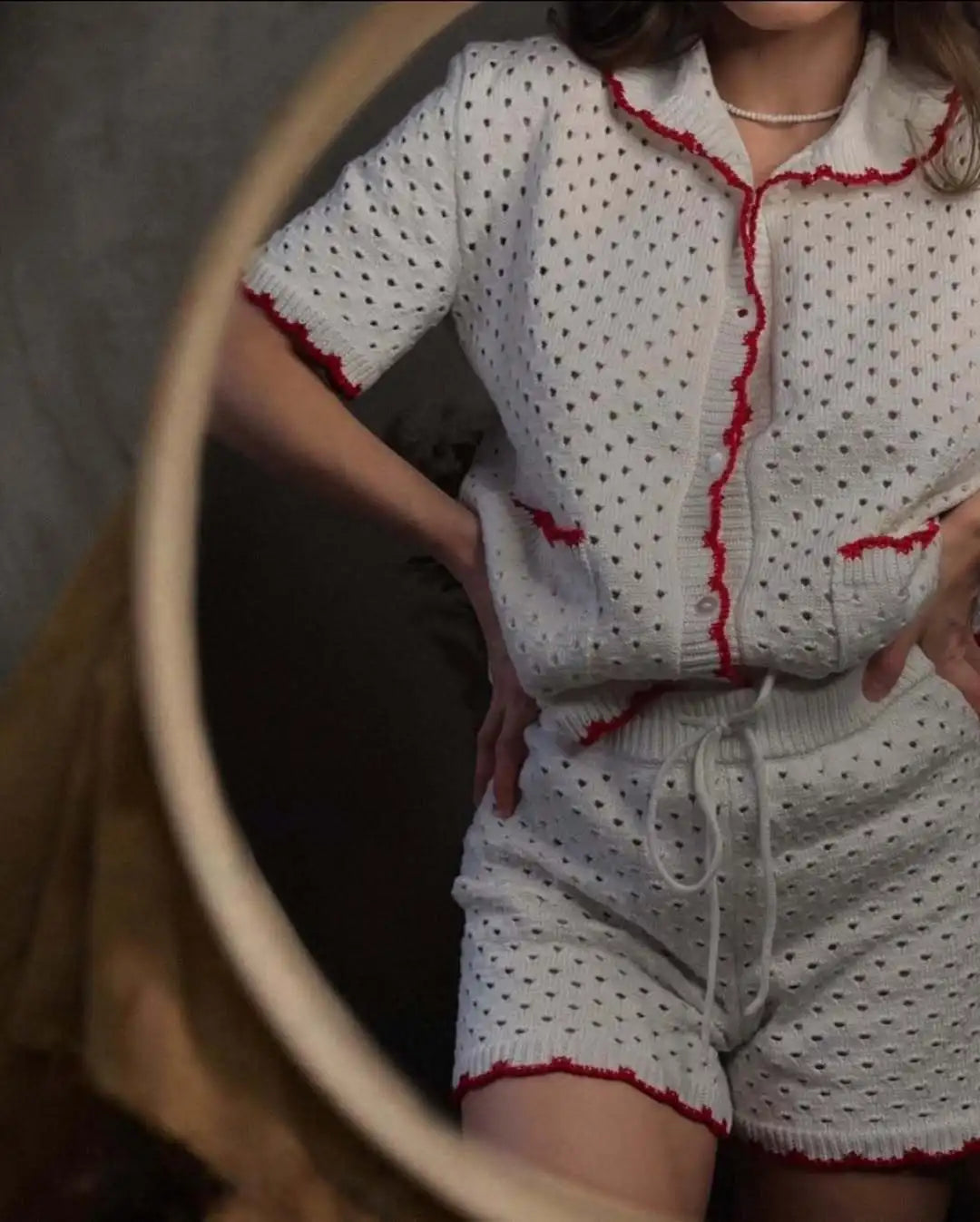 Knitted Suit Women’s Casual Short Sleeve T shirt Set