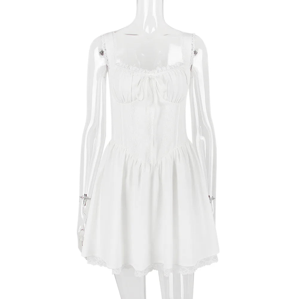 Elegant Spaghetti Strap Backless Mini Dress For Women