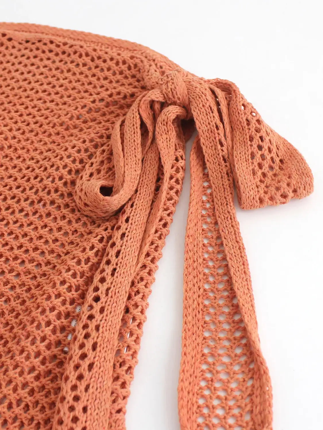 Women’s Knitted Short Skirt with Hollow Straps and Slit Beach Cover Up