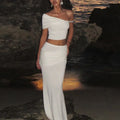 Strapless Long Dress Two Piece Fashion Elegant Solid Sleeveless Top Tight Long Dress Set - Norellé