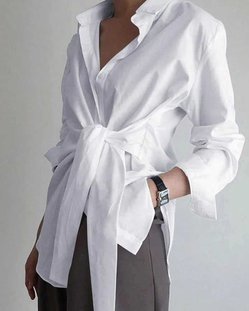 Slim Button White Shirt Women