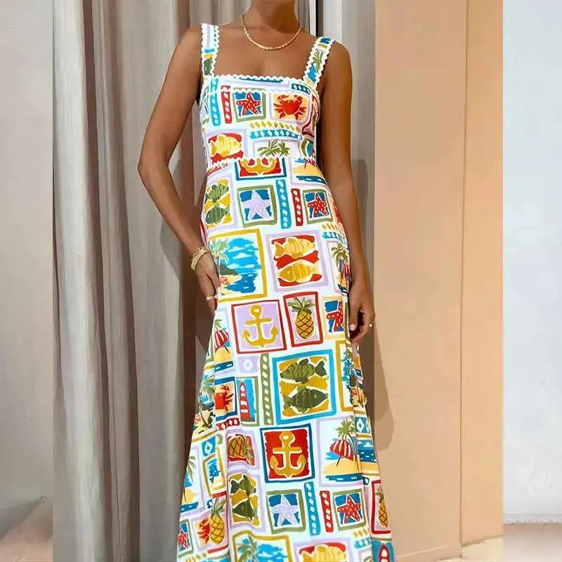 Fruit Plant Print Holiday Women Dress