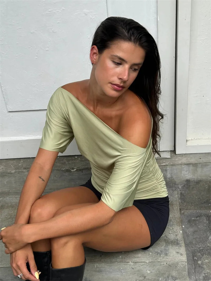 Shoulder T-shirt Tops For Women