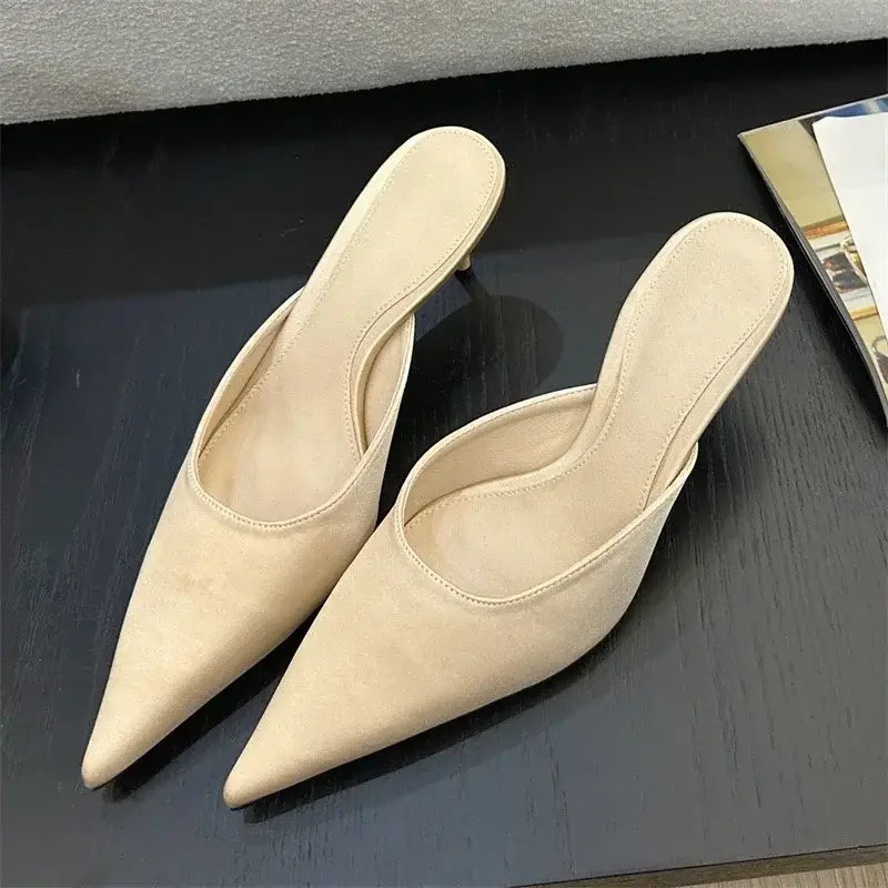Satin Pointed Toe Mules Women