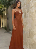 See Through Metal Flower Women Maxi Dress