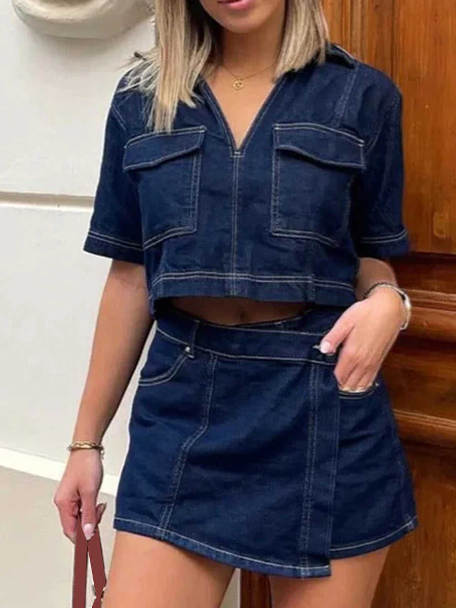 Women’s 2 Piece Denim Outfits Set