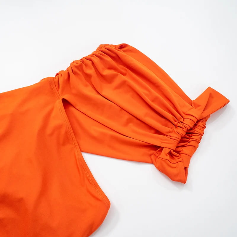 Women’S Solid Color One Shoulder Hollow Out Backless Dress