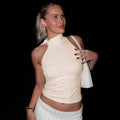 Solid Bow Knot Halter Women Sleeveless Tank