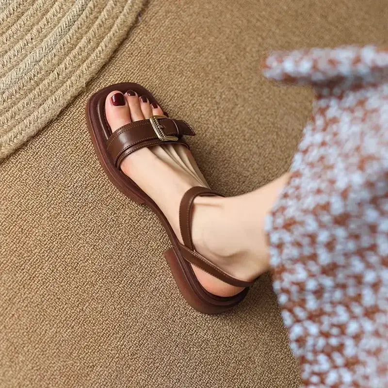 Flat Leather Sandals For Woman