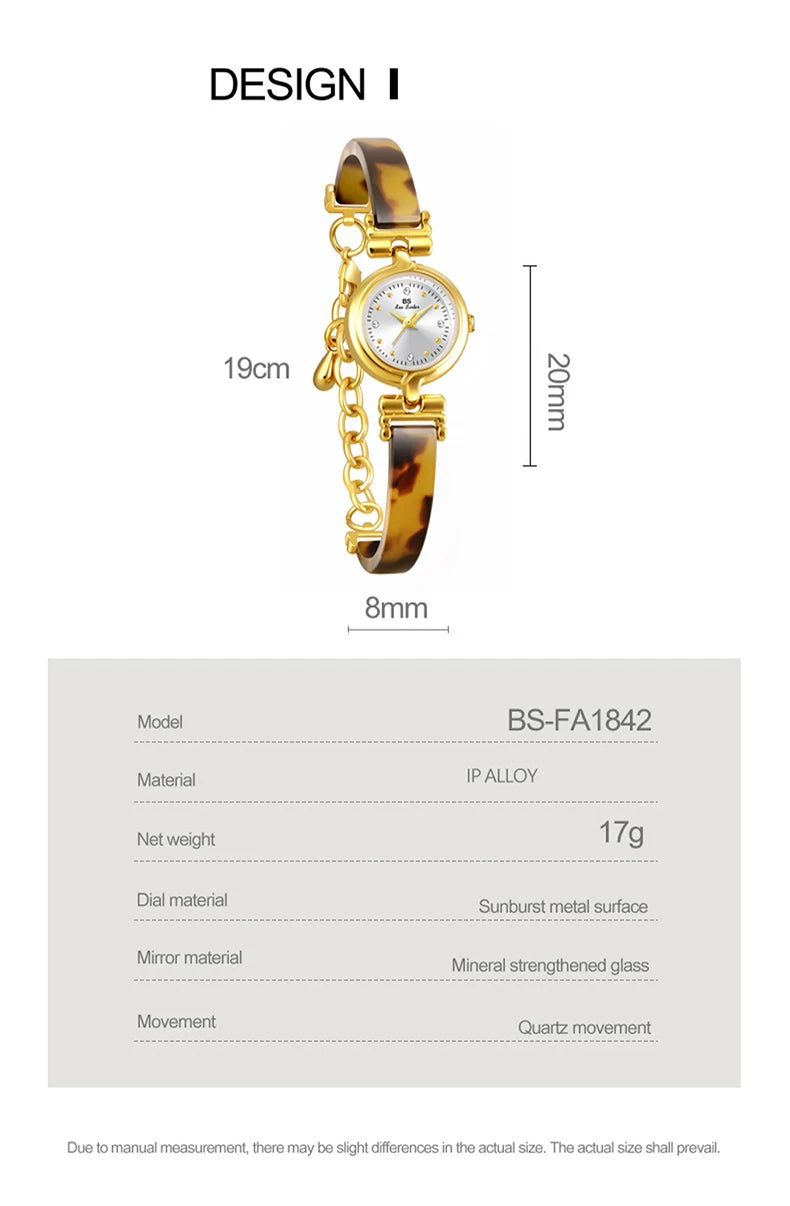 Women Watch Exquisite Amber Tortoiseshell Bracelet Quartz Wristwatch