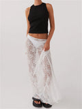 Women Lace Long Skirt Low Rise A-line Midi Skirt - Norellé