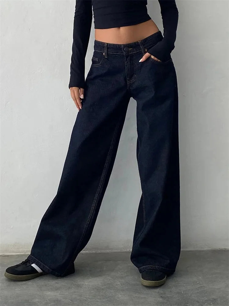 Women Wide Leg Boyfriend Jeans