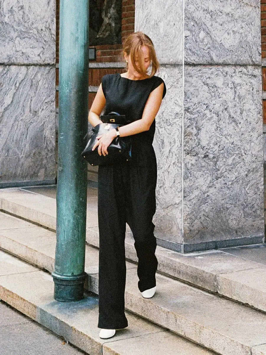 Cotton Linen Vest Pants Set Women